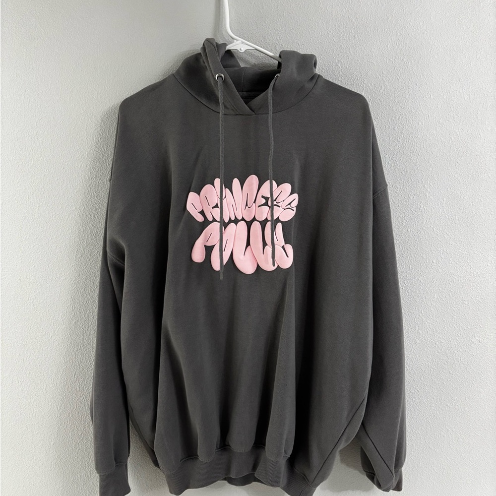 Princess Polly Gray Hoodie with Pink Graphic